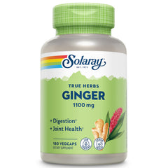 SOLARAY Ginger root supplement aiding digestion during travel.