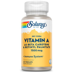 SOLARAY Dry Form Vitamin A bottle with capsules for daily eye support.