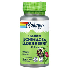 SOLARAY Echinacea and Elderberry capsules bottle showing convenient daily support