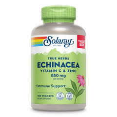 SOLARAY echinacea vitamin c zinc bottle showing immune-support formula for daily wellness