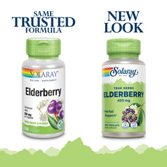 SOLARAY Elderberry capsules berries and flowers blend for holistic support.