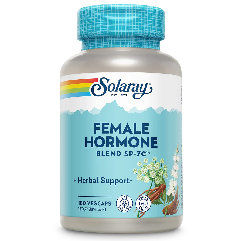 SOLARAY SP-7C bottle close-up highlights the herbal blend for balance and daily wellness.