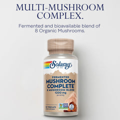 SOLARAY Fermented Mushroom Complete fermentation process image, highlights nutrient-ready preparation.