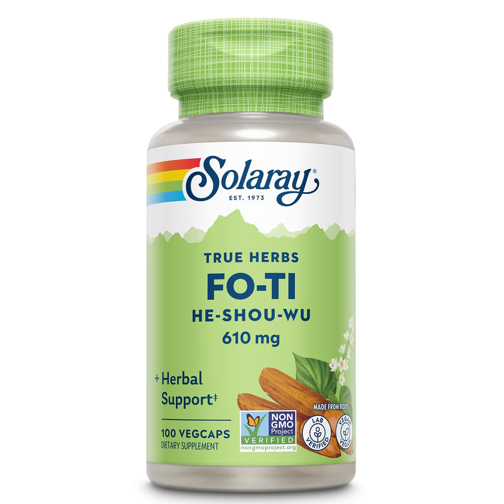 SOLARAY Fo-Ti 610mg capsules in bottle for daily herbal support
