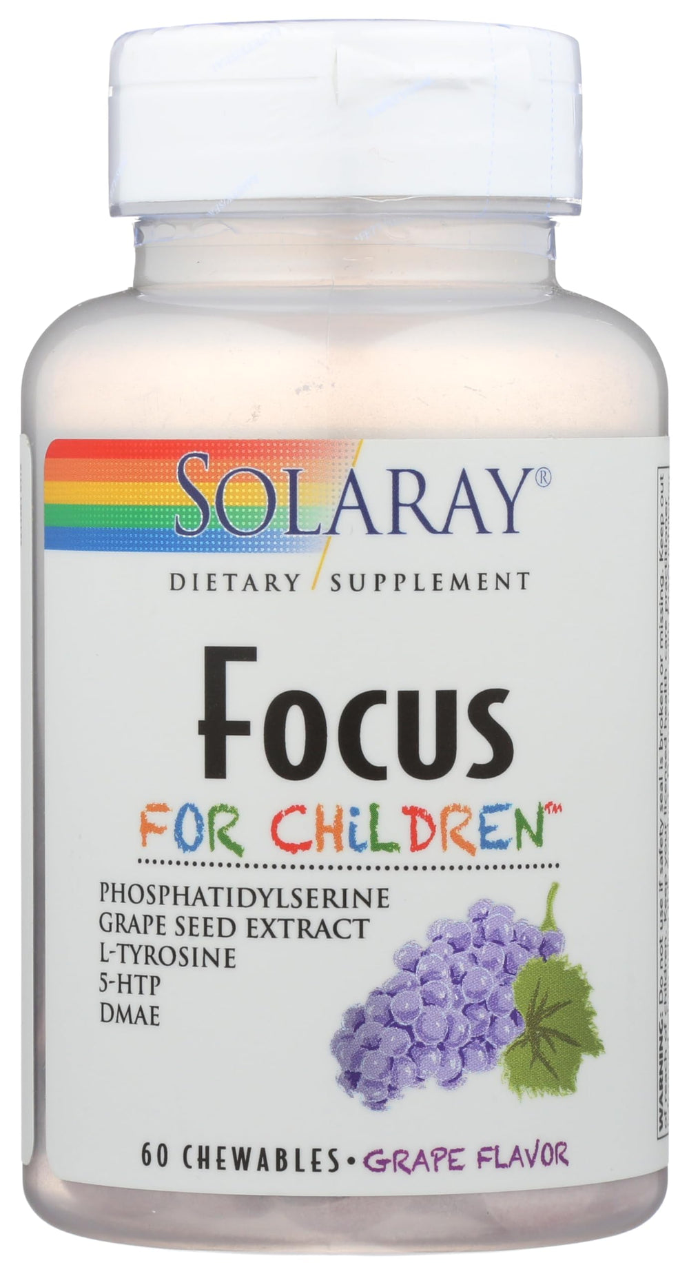 SOLARAY Focus for Children bottle on a bright desk supports daily study readiness.