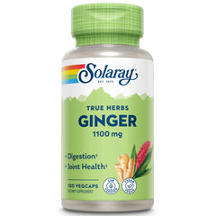 SOLARAY Ginger Root 1100mg bottle for daily digestion support.