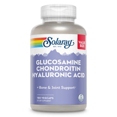 SOLARAY bottle of glucosamine chondroitin hyaluronic acid for joint comfort and mobility