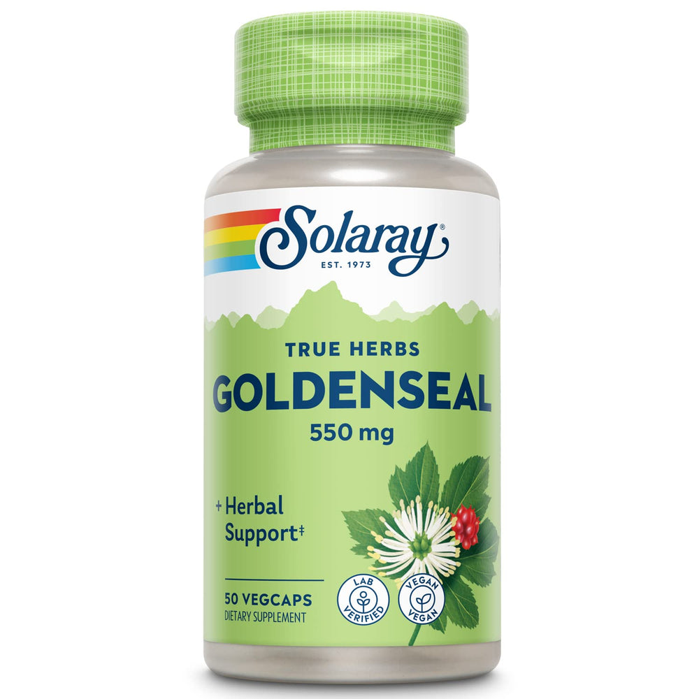 SOLARAY Goldenseal root capsules bottle for daily wellness support.