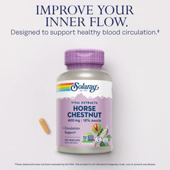 SOLARAY label close-up highlighting 72 mg aescin and 55 mg butcher's broom.