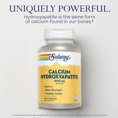 Solaray bottle showing hydroxyapatite calcium ingredients panel highlights calcium profile and bone support