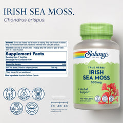 SOLARAY sea moss capsules close-up showing convenient 500 mg serving.