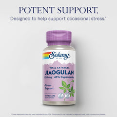 Close-up of bottle label noting 369 mg per serving and gypenosides.