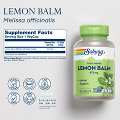 Solaray lemon balm capsules pour, ideal for quick nightly routines and relaxation.