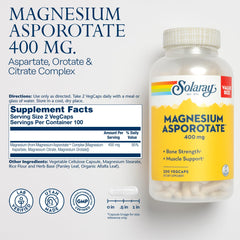 SOLARAY Magnesium Asporotate capsules close-up shows rounded capsules and smooth texture for easy swallowing.