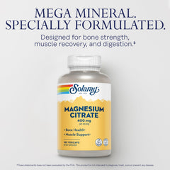 SOLARAY Magnesium Citrate capsules promoting bone health and support