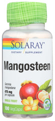 SOLARAY Mangosteen bottle displays vegan capsules for daily antioxidant support