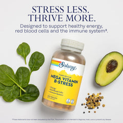 SOLARAY Mega Vitamin B-Stress bottle side highlighting two-stage release for sustained nutrition