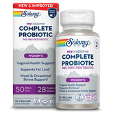 SOLARAY Mycrobiome Complete Probiotic Women’s Formula bottle supports digestion and vaginal balance throughout the day.