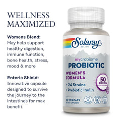 Label detail shows 24 strains and 50B CFU for SOLARAY Mycrobiome