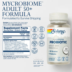 SOLARAY Mycrobiome cap closeup shows enteric shield design.