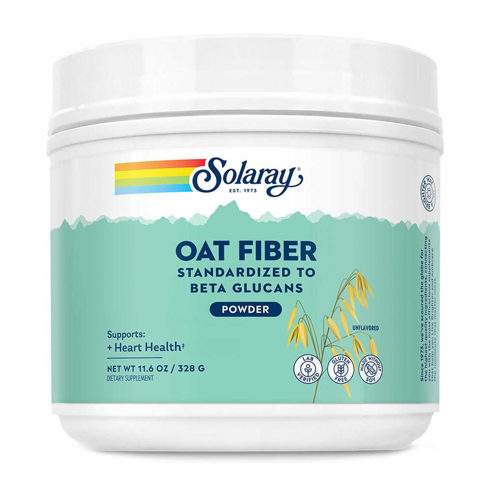 Solaray Oat Fiber bottle pour shows easy daily fiber addition for your routine.