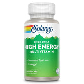 Solaray high energy multivitamin bottle for daily energy support and immune support.