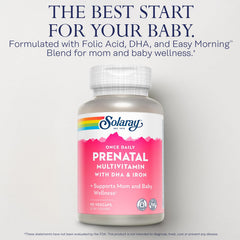 SOLARAY Once Daily Prenatal DHA ingredient panel highlights essential nutrients