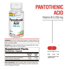 SOLARAY Pantothenic Acid 250mg capsules closeup for daily wellness