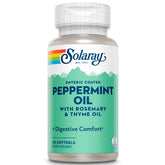 Solaray peppermint oil enteric-coated softgels bottle supports gentle digestion.