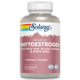 SOLARAY PhytoEstrogen bottle front displays the vegan formula for menopause support.