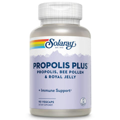 SOLARAY Propolis Plus bottle-front shows easy to take capsules for daily immune-friendly support.
