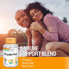 SOLARAY Propolis Plus propolis-closeup emphasizes natural resin source and coating protection.