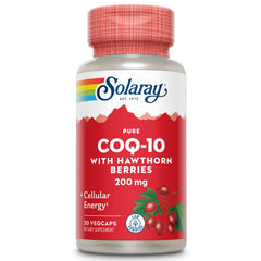 SOLARAY Pure CoQ-10 200 mg bottle highlighting heart support blend