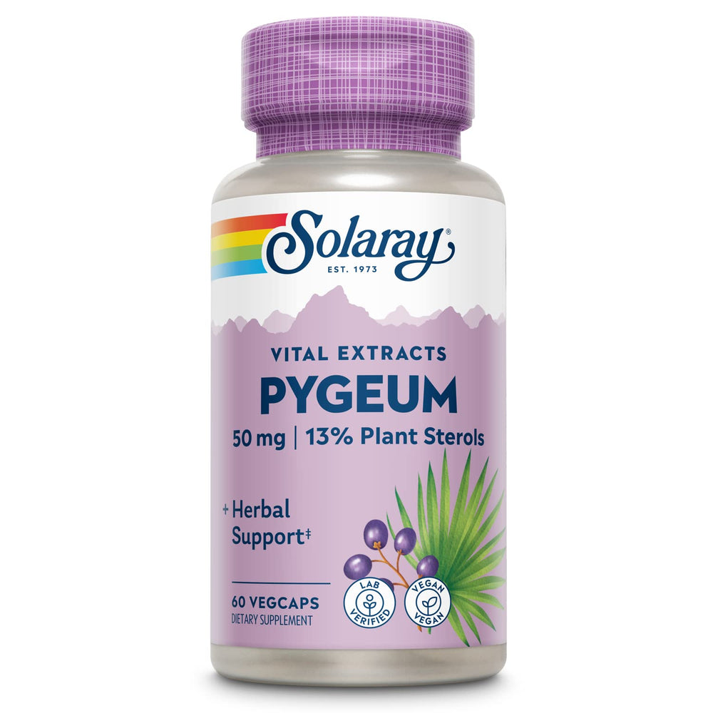 SOLARAY Pygeum bark extract bottle for daily prostate support.