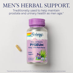 Close-up of SOLARAY Pygeum label highlighting plant sterols.