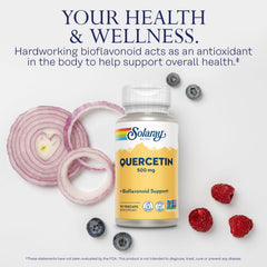 SOLARAY Quercetin label highlights Non-GMO and vegan ingredients