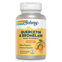 SOLARAY Quercetin with Bromelain and Vitamin C chewables in orange bottle for daily immune support