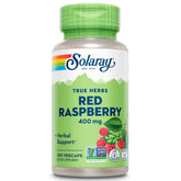 SOLARAY red raspberry leaves capsules bottle front, convenient daily supplement for women's wellness.