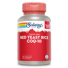SOLARAY Red Yeast Rice CoQ10 No-Flush Niacin bottle front promotes daily wellness