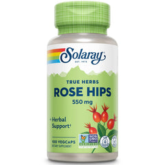 Solaray Rose Hips 550mg bottle highlights vitamin C rich capsules for daily immune support
