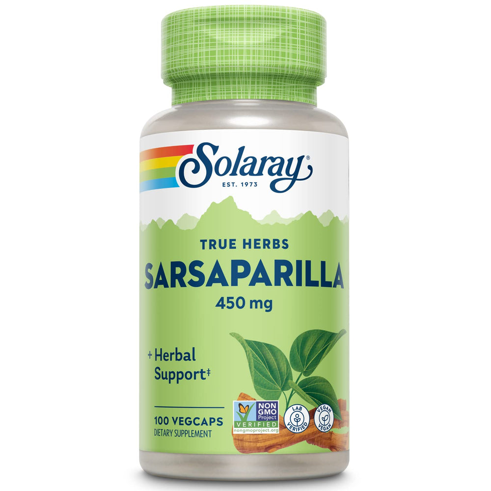 SOLARAY Sarsaparilla Root bottle front for daily herbal support.