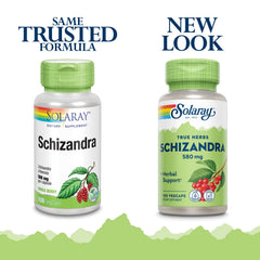 Closeup of SOLARAY schizandra capsules for easy daily supplementation.