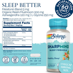Pouring SOLARAY SharpMind Sleep bottle reveals capsules for restful nights