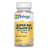 SOLARAY Super Bio Vitamin D3 bottle with coconut oil for absorption support