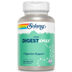 SOLARAY Super Digestaway bottle label close-up highlighting digestion-supporting enzymes