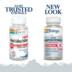 SOLARAY Super Multidophilus capsules closeup highlighting enteric coating for protection during digestion