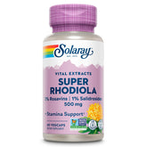 SOLARAY Super Rhodiola 500mg bottle on a shelf supports daily stamina and focus.