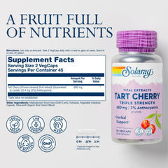 SOLARAY Tart Cherry Extract capsules close-up highlighting vegan capsules