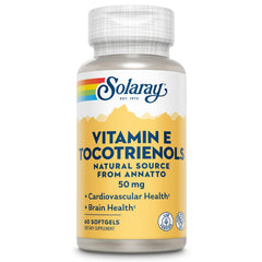 SOLARAY Tocotrienols bottle front view, highlighting brain support potential.