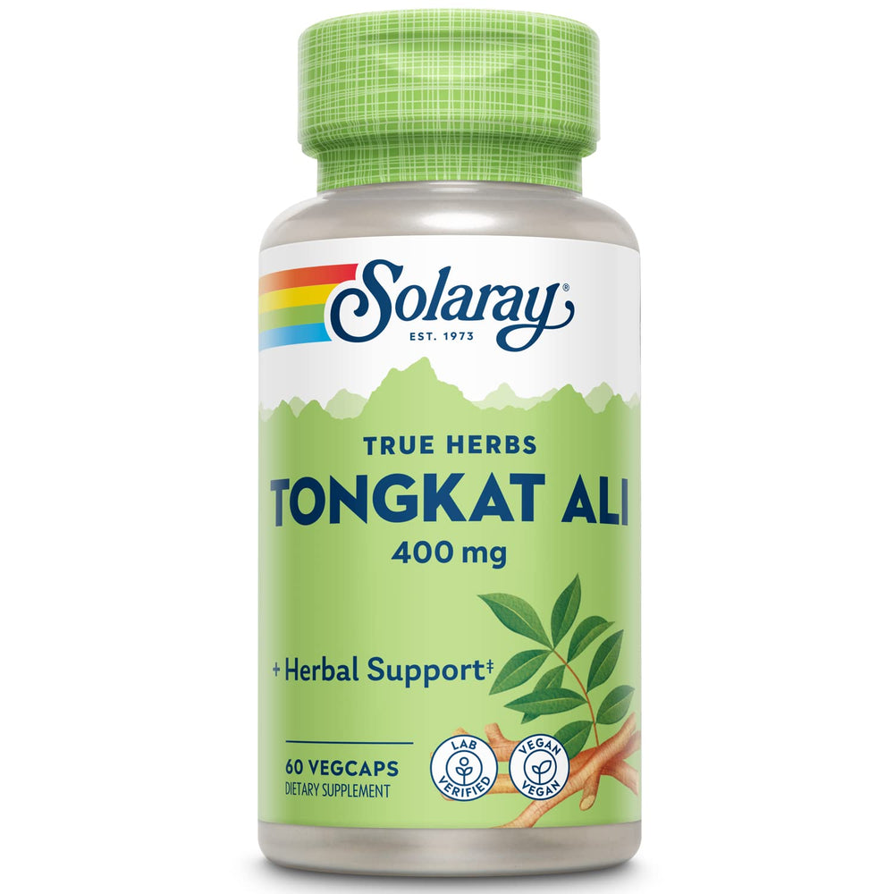 SOLARAY Tongkat Ali 400 mg bottle front view supports energy and vitality